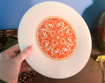 Orange Plate Royal Doulton Fine China Dinner Plate Mid Century Style Pattern