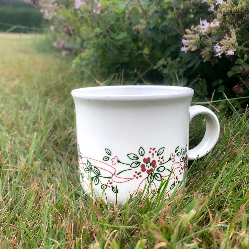 Flower Ribbon Tea Mugs Coloroll Kilncraft Pink Coffee Cups Made in
