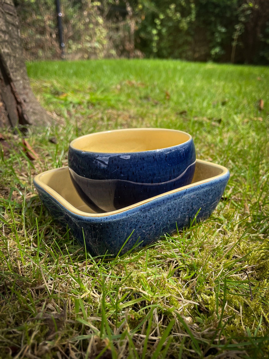 Denby Storage Pots Cottage Blue Stoneware Butter Sugar Etsy