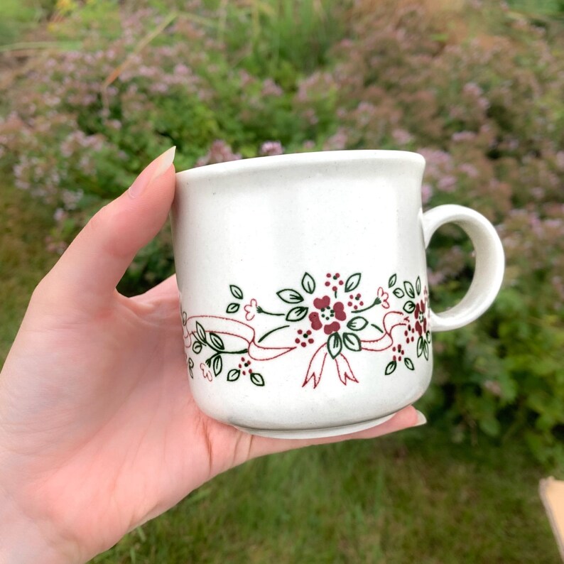 Flower Ribbon Tea Mugs Coloroll Kilncraft Pink Coffee Cups Made in