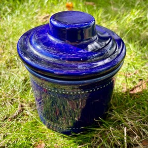 Blue Ceramic Storage Pot - Mid Century Retro Kitchenware Tableware