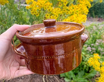 Small Stew Storage Pot - By Pearsons - Made in England - Brown Ceramic - Farmhouse