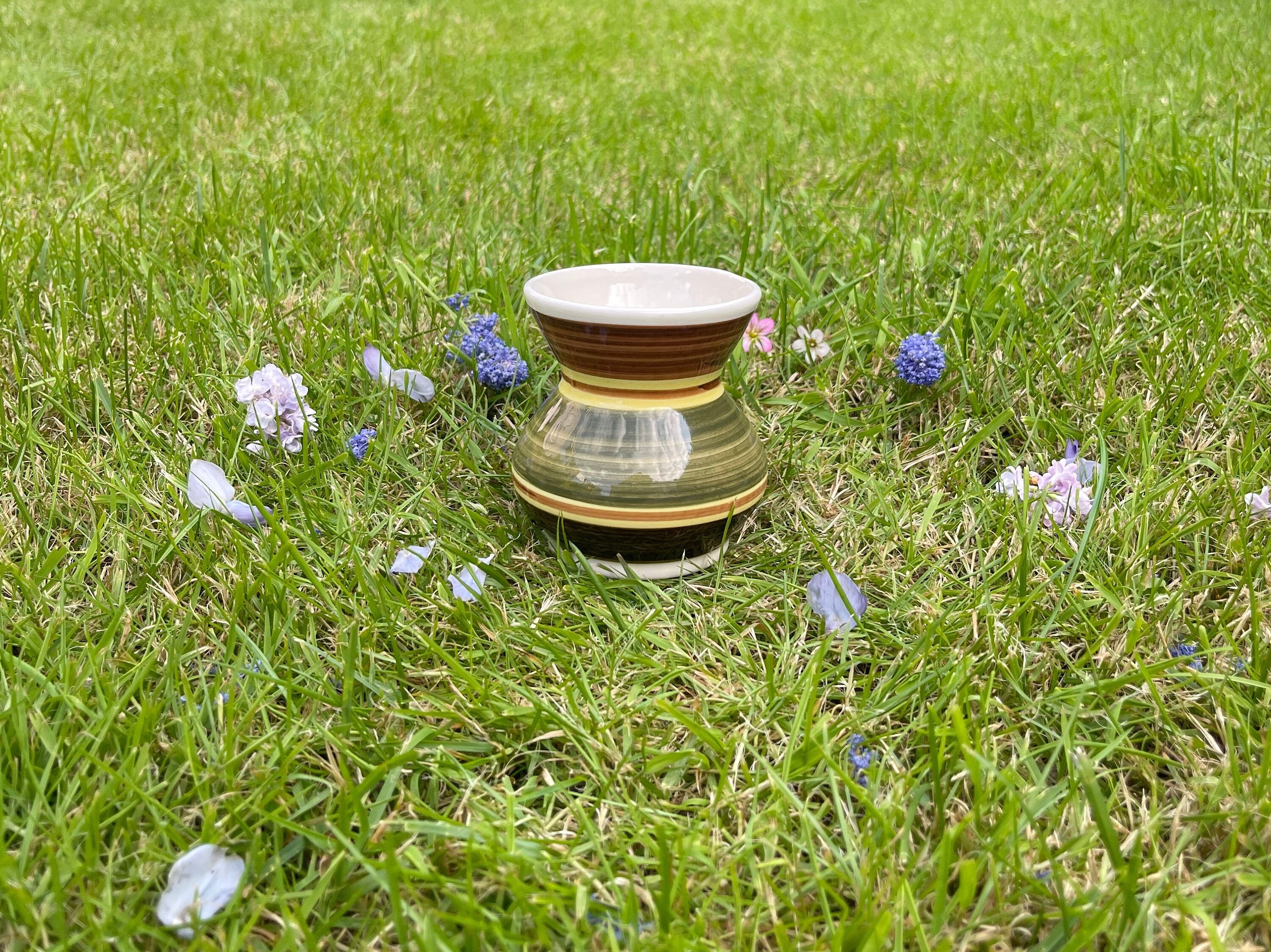 Vintage Welsh Dragon Pottery Rhayader 1960s Striped Vase Etsy