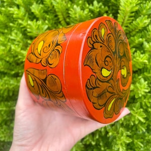 Wooden Storage Box - Hand-Painted Decorative Container - Folk Style CIrcuscore