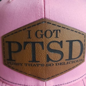 PTSD laser engraving leather patch on richardson 112