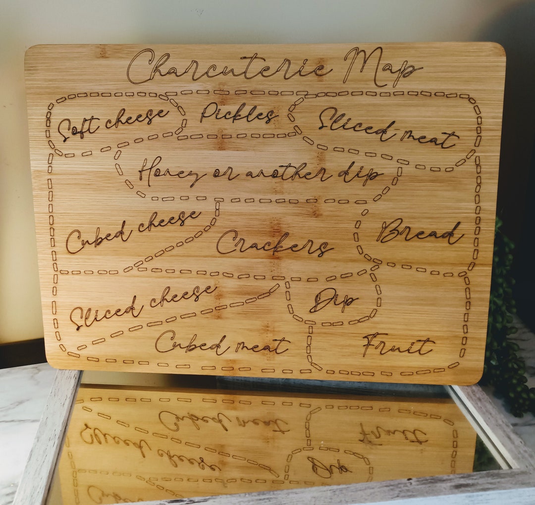 Charcuterie Board, Laser Engraved Board, Charcuterie Map, Cheese Board
