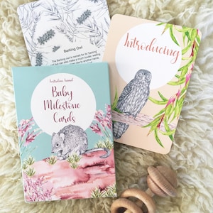 Cartes Baby Milestone - Cadeau baby shower mettant en scène des animaux australiens