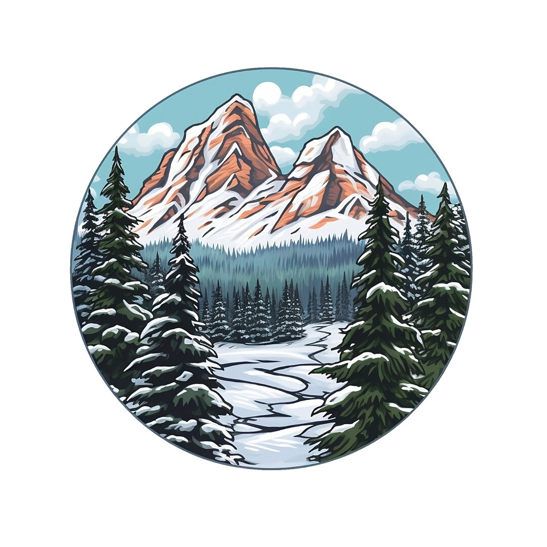 Mountain Snow Logo Digital Art PNG & JPG File Transparent - Etsy