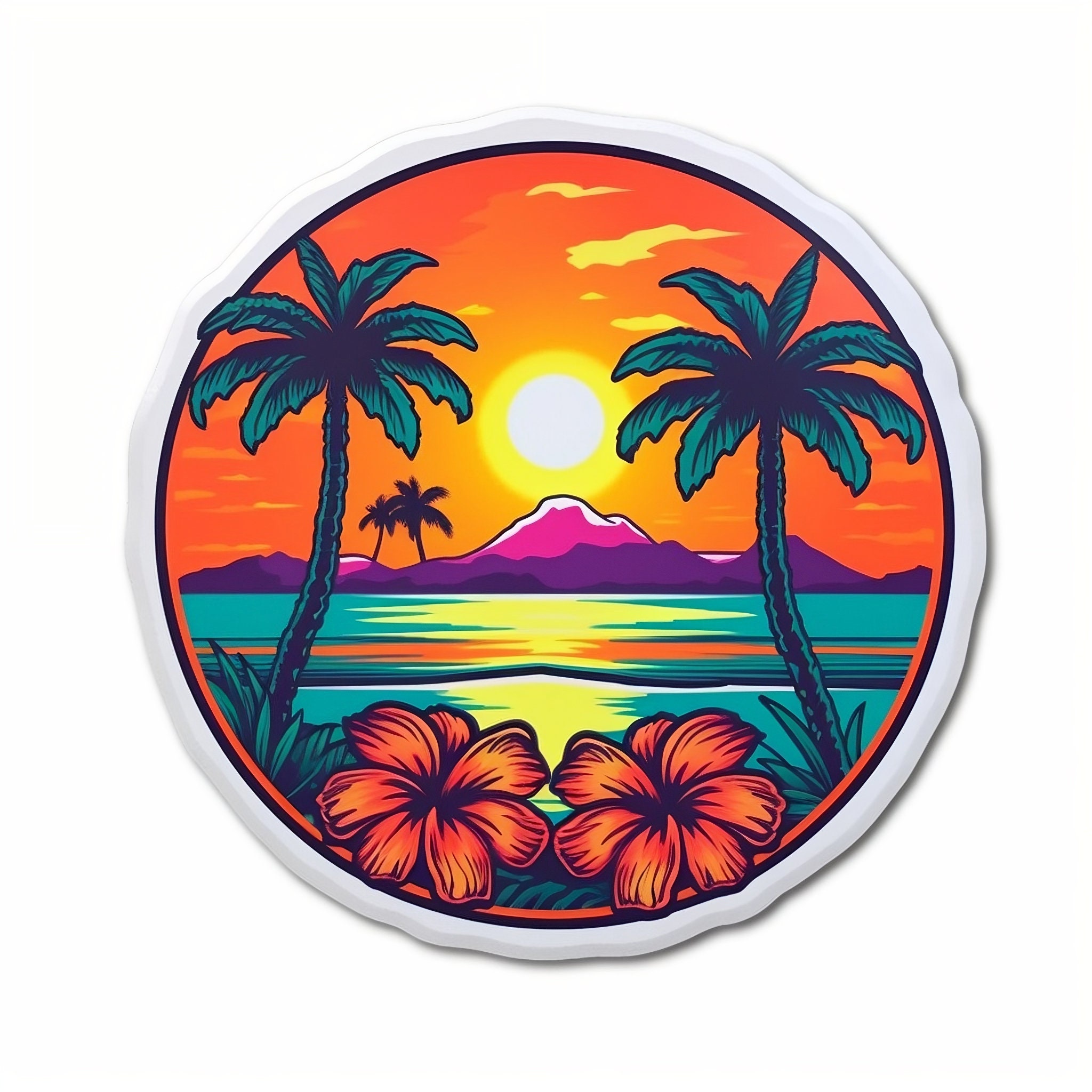 Palm Tree Sunset Sticker