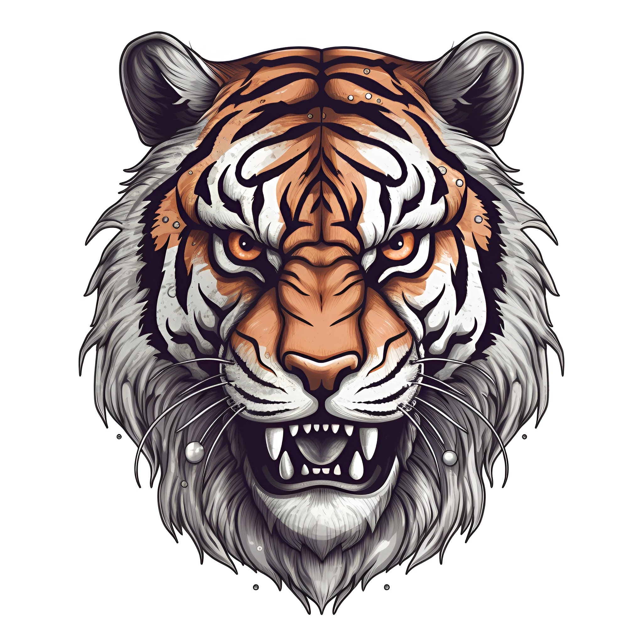 Angry Tiger Bengal Mad Roaring Tattoo Logo Growling PNG SVG - Etsy