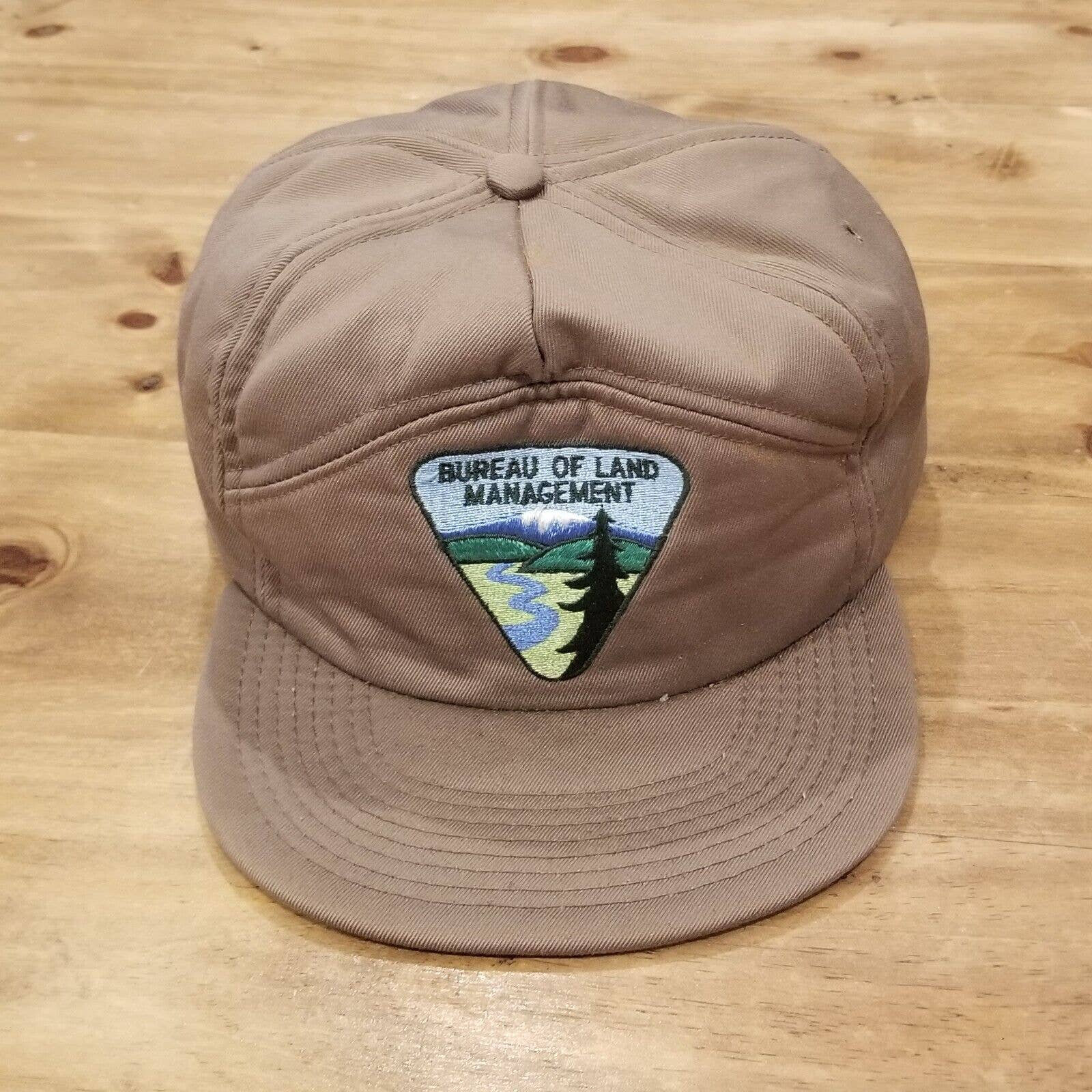 Vintage Bureau of Land Management Hat Cap Snap Back Brown Patch Made USA