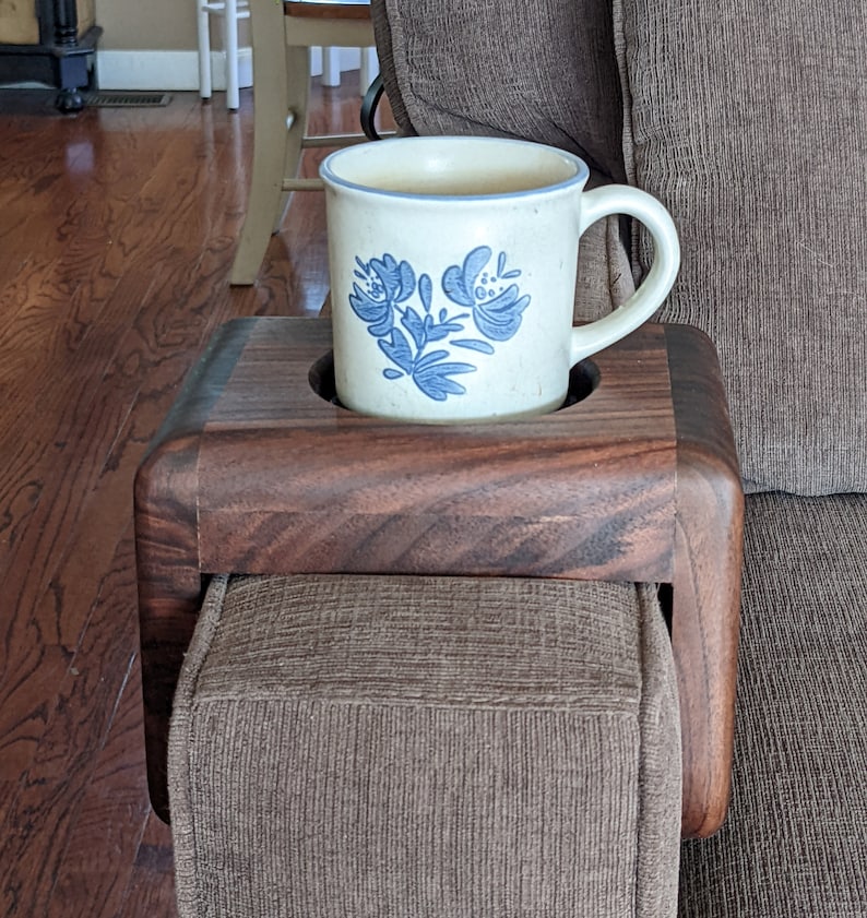 Sofa Cup Holder Walnut, Couch Cup Holder, Sofa Arm Tray, Couch Arm Tray