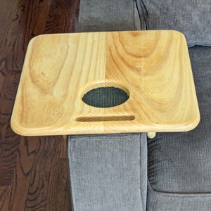 White Ash Sofa Arm Table, Couch Arm Table, Armchair Tray, Recliner Tray, Cup Holder, Side Table