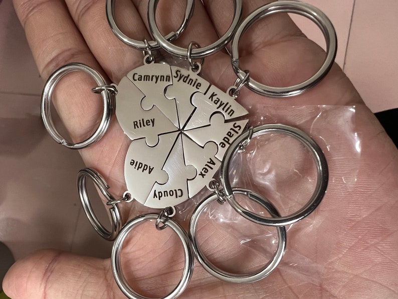 Gepersonaliseerde naam hart puzzel ketting, BFF ketting voor 2/3/4/5/6/7/8, beste vrienden sleutelhanger, vriendschap familie liefde cadeau hangers sleutelhanger afbeelding 5