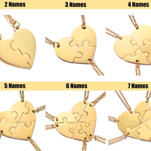 Gepersonaliseerde naam hart puzzel ketting, BFF ketting voor 2/3/4/5/6/7/8, beste vrienden sleutelhanger, vriendschap familie liefde cadeau hangers sleutelhanger afbeelding 2