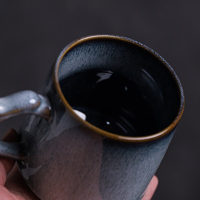 Japanese Ceramic Mug With Lid and Coffee Filter Glazed Stone Etsy
