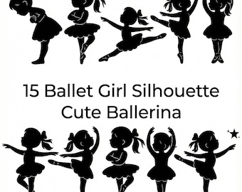 15 Ballet Girl Silhouette SVG Bundle | Ballerina SVG Cut Files | Dance Silhouette Clipart | Cricut Ballet SVG | Instant Download