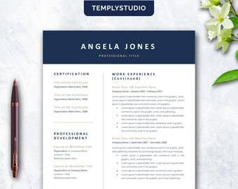 Executive Resume Template | Professional CV Templates | Modern Resume Design for Word & Canva | Instant Download