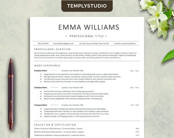 ATS Friendly Resume Template for Word Pages Google Docs, Minimalist Professional CV Template, Simple Clean Resume Design, Executive CV 2026