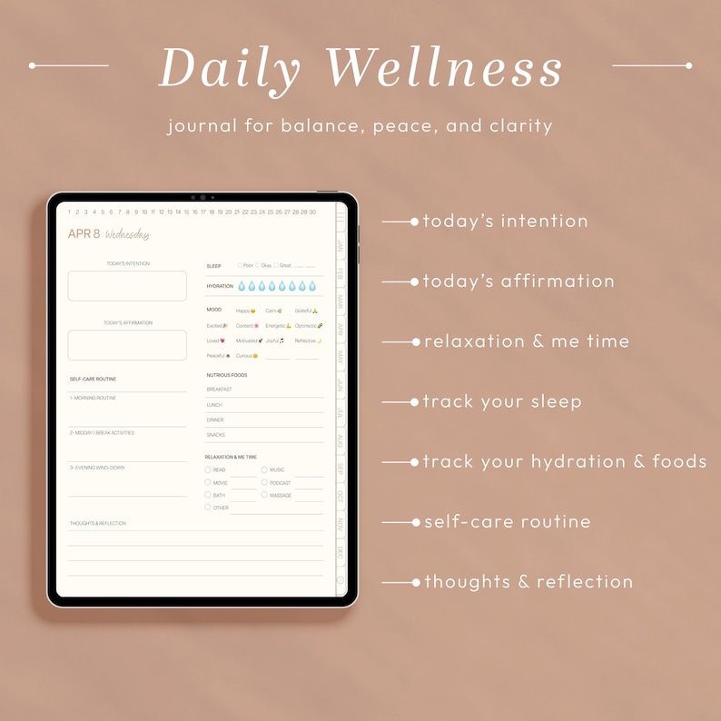2026 Wellness Journal | Digital Self Care Planner | Gratitude & Habit ...
