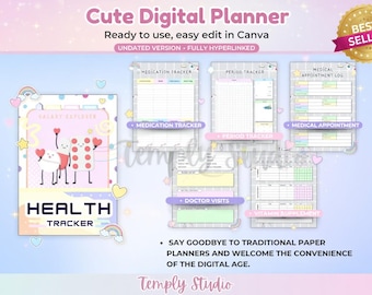 Cute Digital Planner Light Grey | Editable Canva Template | Instant Digital Download | Aesthetic Minimalist Design | Printable PDF