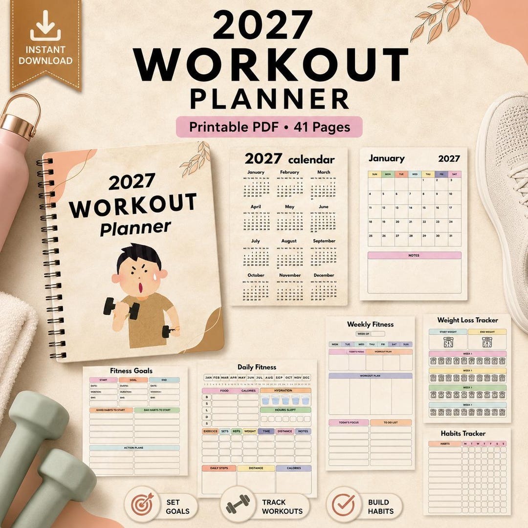 Workout Planner 2027 | Digital Fitness Journal, Gym Log Book, Exercise Tracker for Goodnotes ...