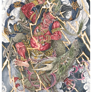 Raijin 雷神 (Thunder God samurai kuniyoshi irezumi)