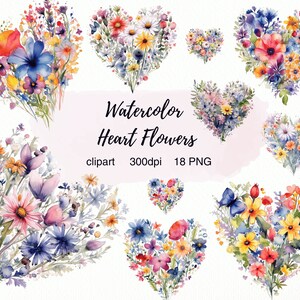 Imágenes prediseñadas de corazón floral de acuarela, PNG transparente, uso comercial, PNG del día de San Valentín, imágenes prediseñadas de amor, imágenes prediseñadas del corazón, corazón floral, boda