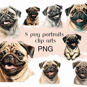 Pug cartoon Clip Art Cricut - Pug clip art - pug clipart - pug png - transparent background - pug anime - pug image - pug printable