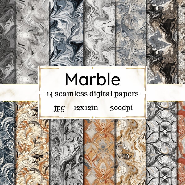 Marble seamless digital papers - Printable paper - Digital paper - Gold black brown paper colors - Marble digital paper - Marble background