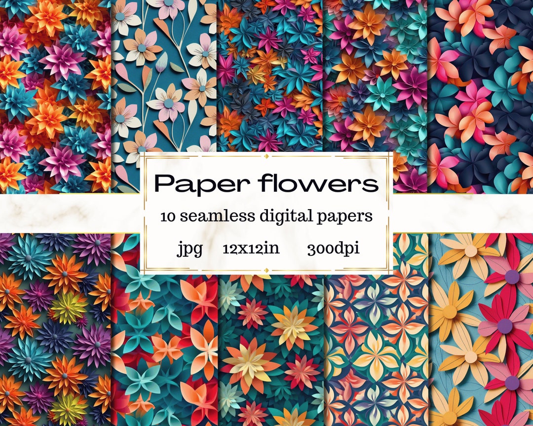 Paper Flowers Seamless Digital Paper - Digital Paper - Floral Texture ...