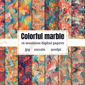 Colorful Marble seamless digital papers - Printable paper - Digital paper - Retro colors - Marble digital paper - Marble background