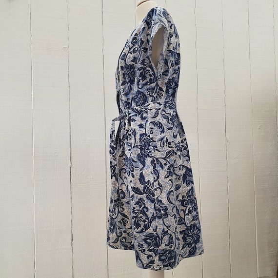 Vintage Handmade House Dress Size S to M Blue Bei… - image 3