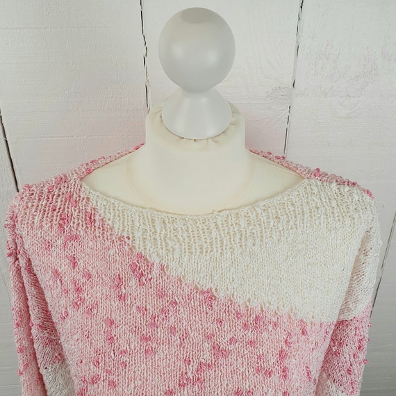 90s Pink Jumper Handmade Size Medium M Handknit F… - image 5