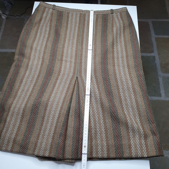 Vintage Brown Striped Wool Skirt 1970s 80s French… - image 4