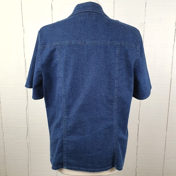 90s Blue Denim Shirt Elephant Embroidery Size Sma… - image 7