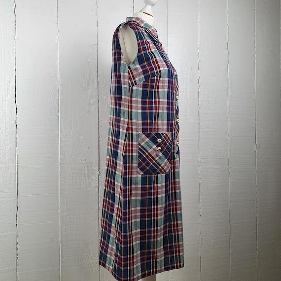 1970s Checked Dress Size Medium Housecoat Dress B… - image 3