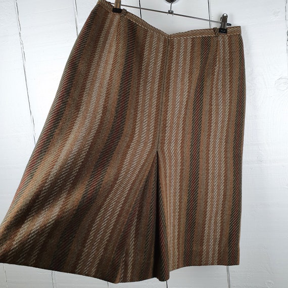 Vintage Brown Striped Wool Skirt 1970s 80s French… - image 10