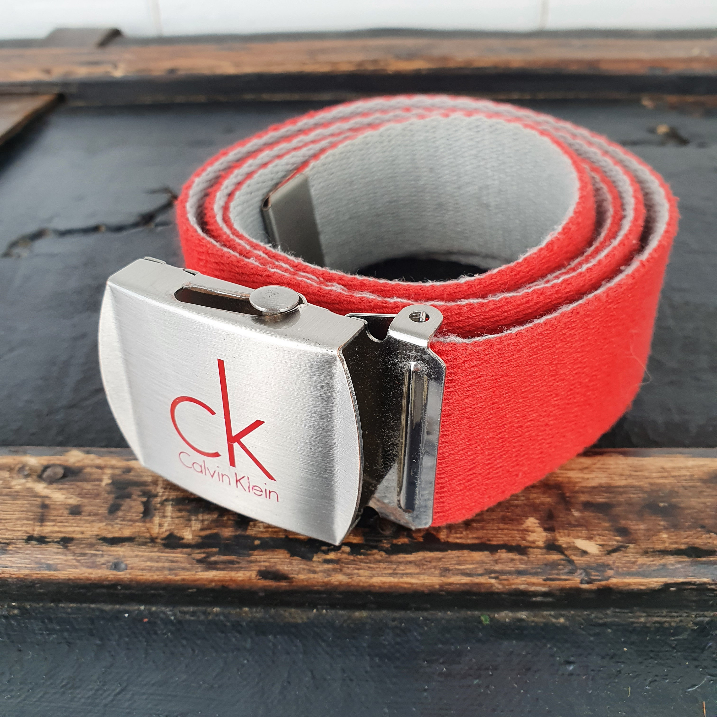 Rare Vintage Red Calvin Klein Belt Minimal Design Vintage - Etsy
