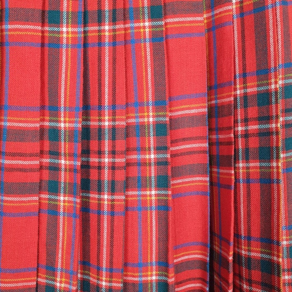 Red Chequed Skirt Pleated 60s 70s Checked XS Skir… - image 9