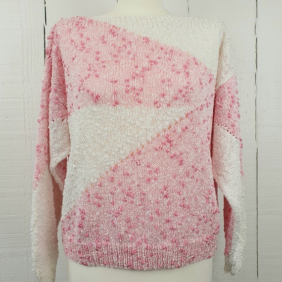 90s Pink Jumper Handmade Size Medium M Handknit F… - image 1