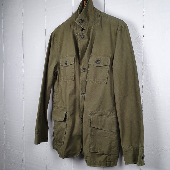 Vintage Green Size M Army Style Canvas Cotton Jac… - image 8