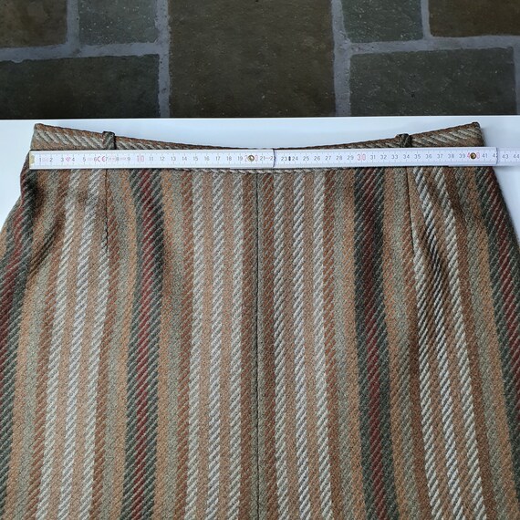 Vintage Brown Striped Wool Skirt 1970s 80s French… - image 3