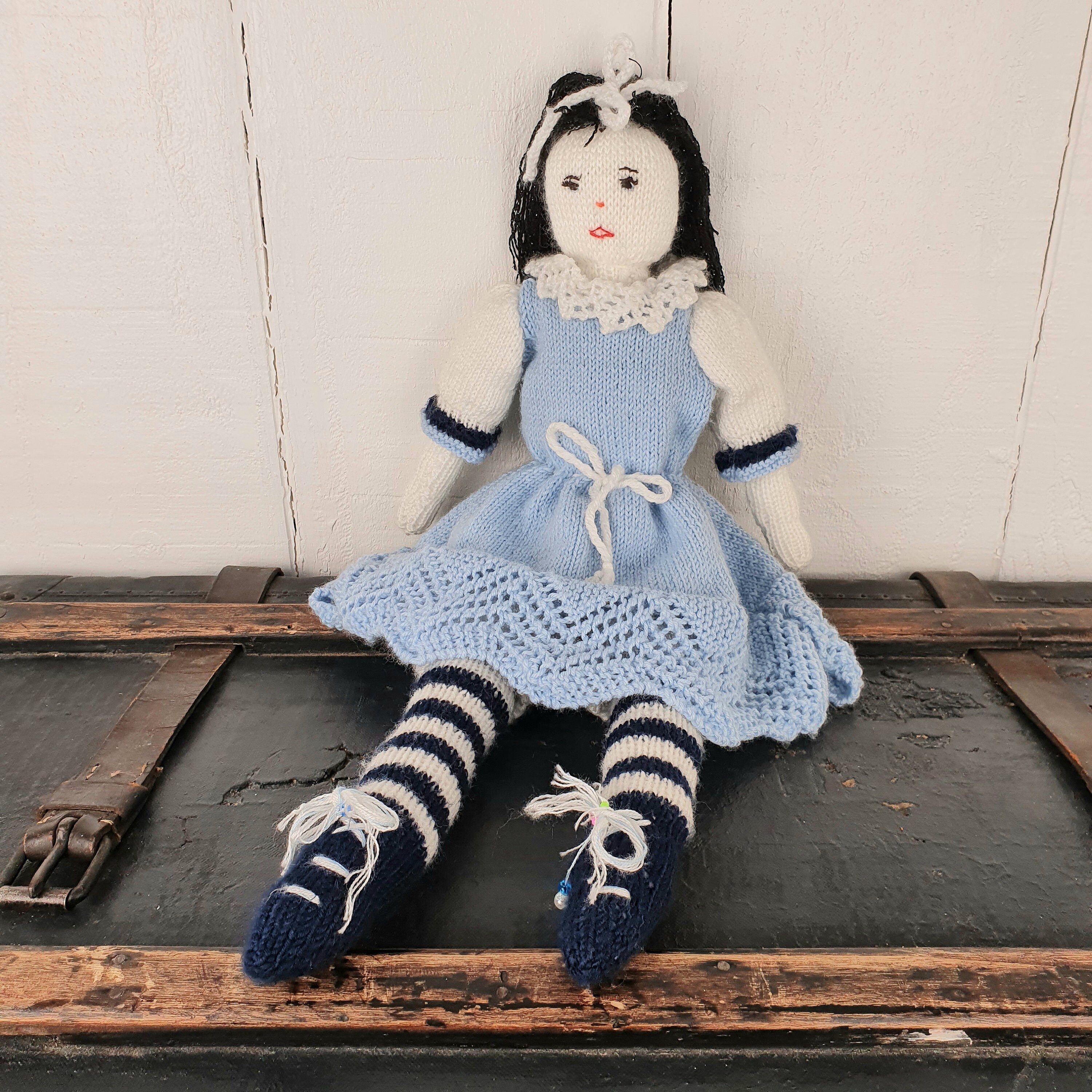 Vintage Large Handmade Woolen Doll With Stockings and Bloomers Hand