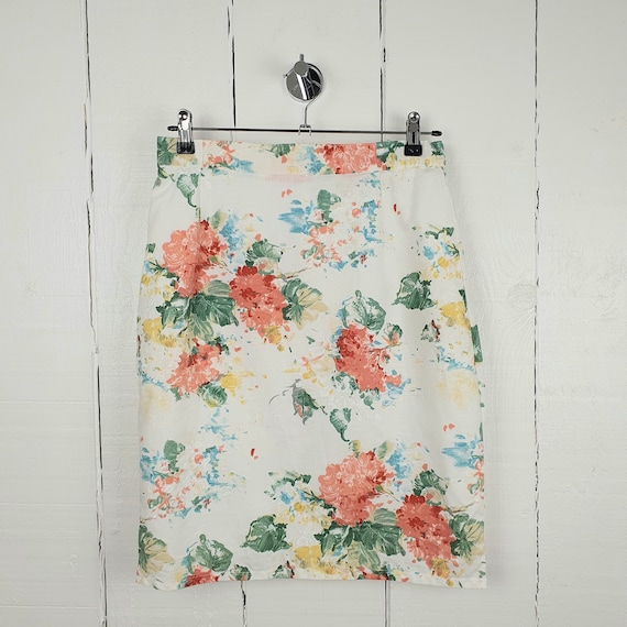 Vintage 80s Floral Pencil Skirt Boho Style Summer… - image 1