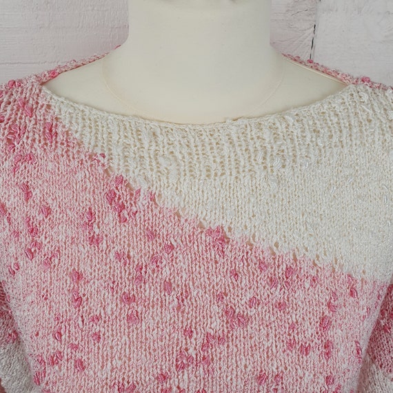 90s Pink Jumper Handmade Size Medium M Handknit F… - image 3