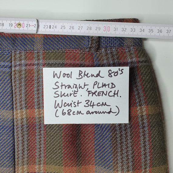 '格间絮语' Vintage Plaid Patchwork Knit Top – Brown/Yellow & Gray/Blue main image 1