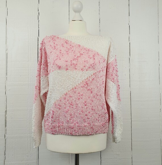 90s Pink Jumper Handmade Size Medium M Handknit F… - image 2