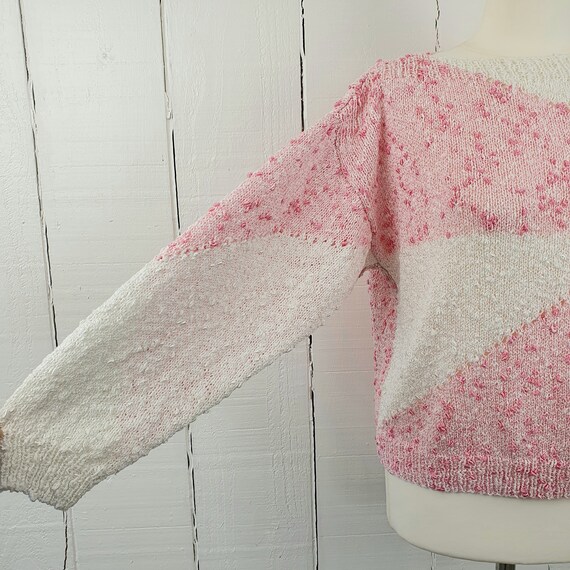 90s Pink Jumper Handmade Size Medium M Handknit F… - image 4