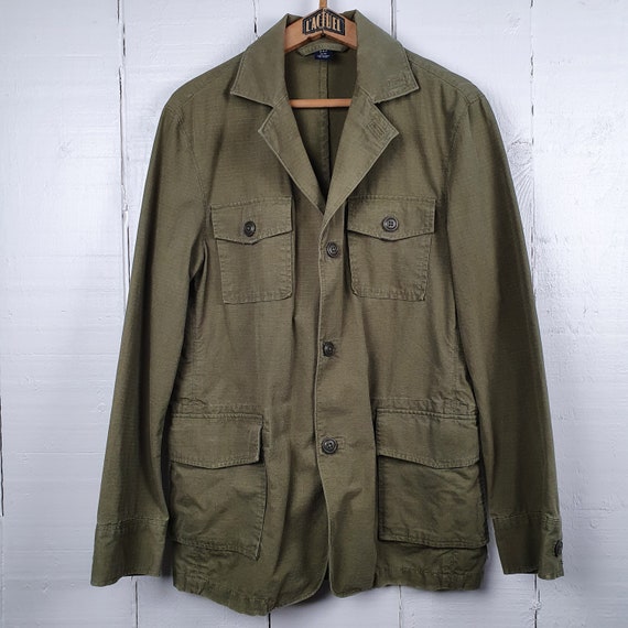 Vintage Green Size M Army Style Canvas Cotton Jac… - image 1